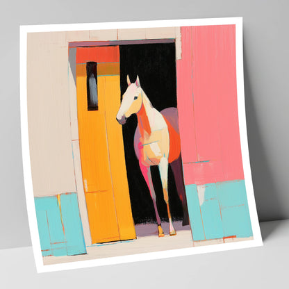 Vibrant Stable Doorway horse stable art print