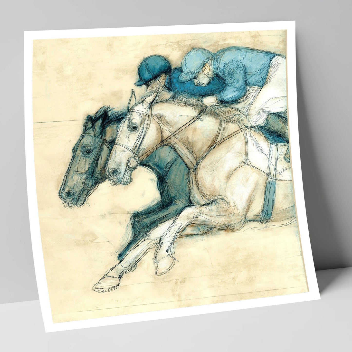 Neck and Neck racing horse art print