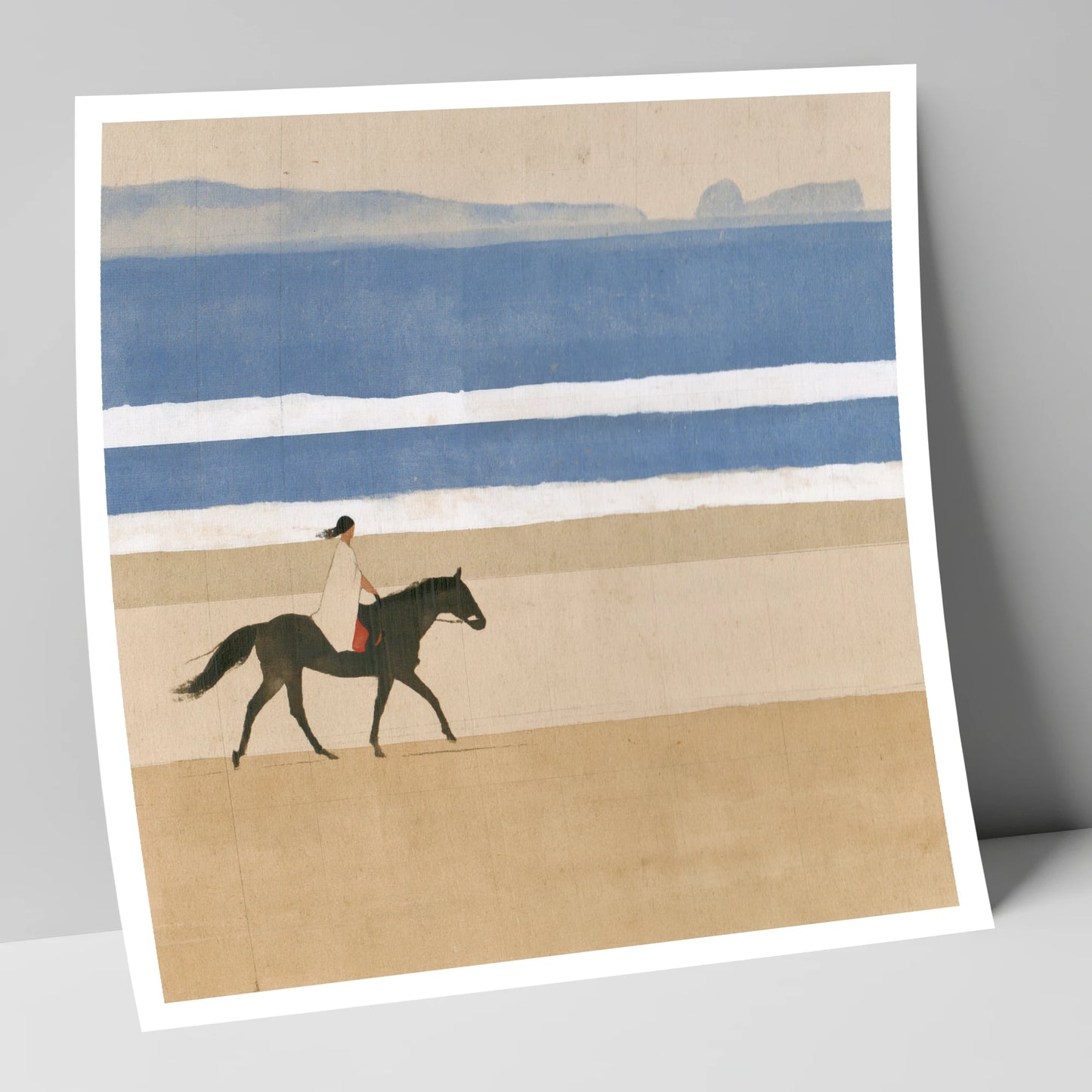 Tranquil Coastal Ride beach horse art print