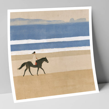 Tranquil Coastal Ride beach horse art print
