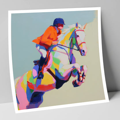 Chromatic Leap show jumping horse art print