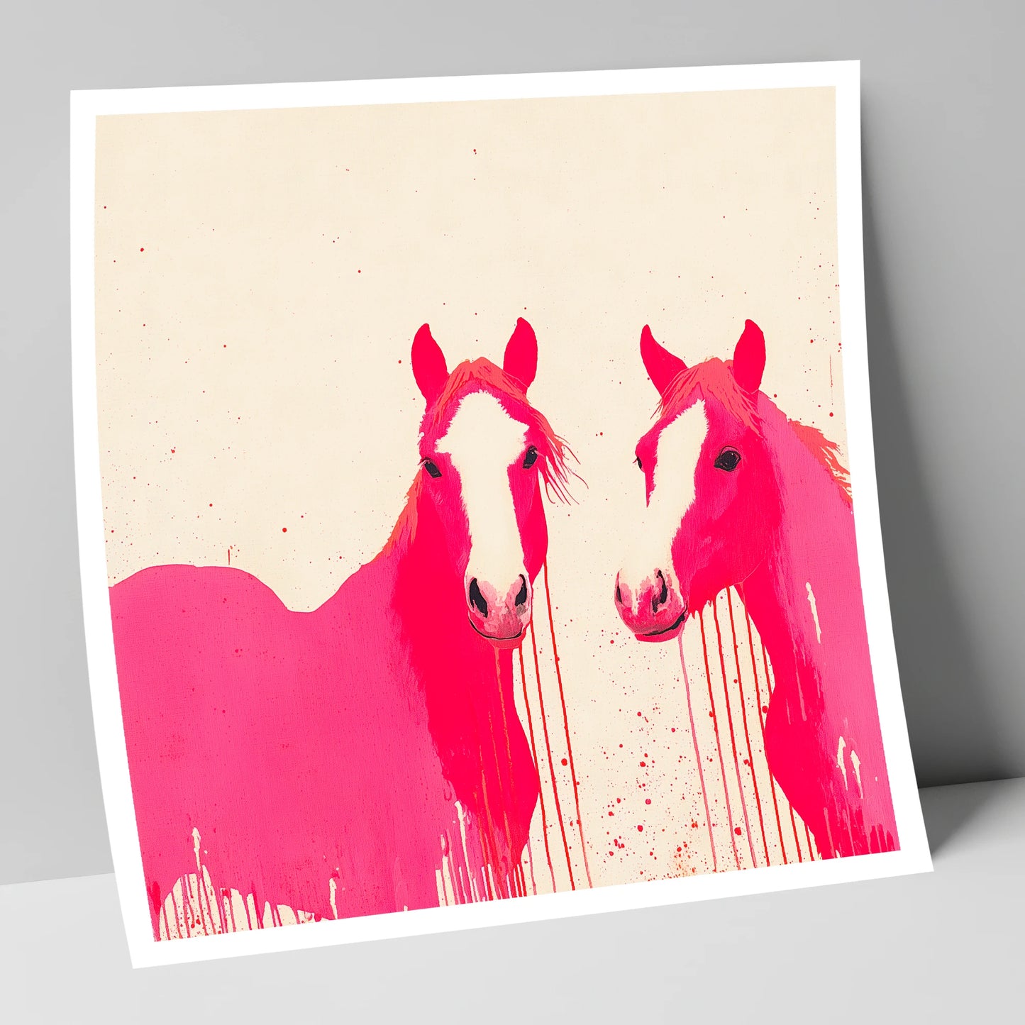 Vivid Pink Companions horse landscape art print