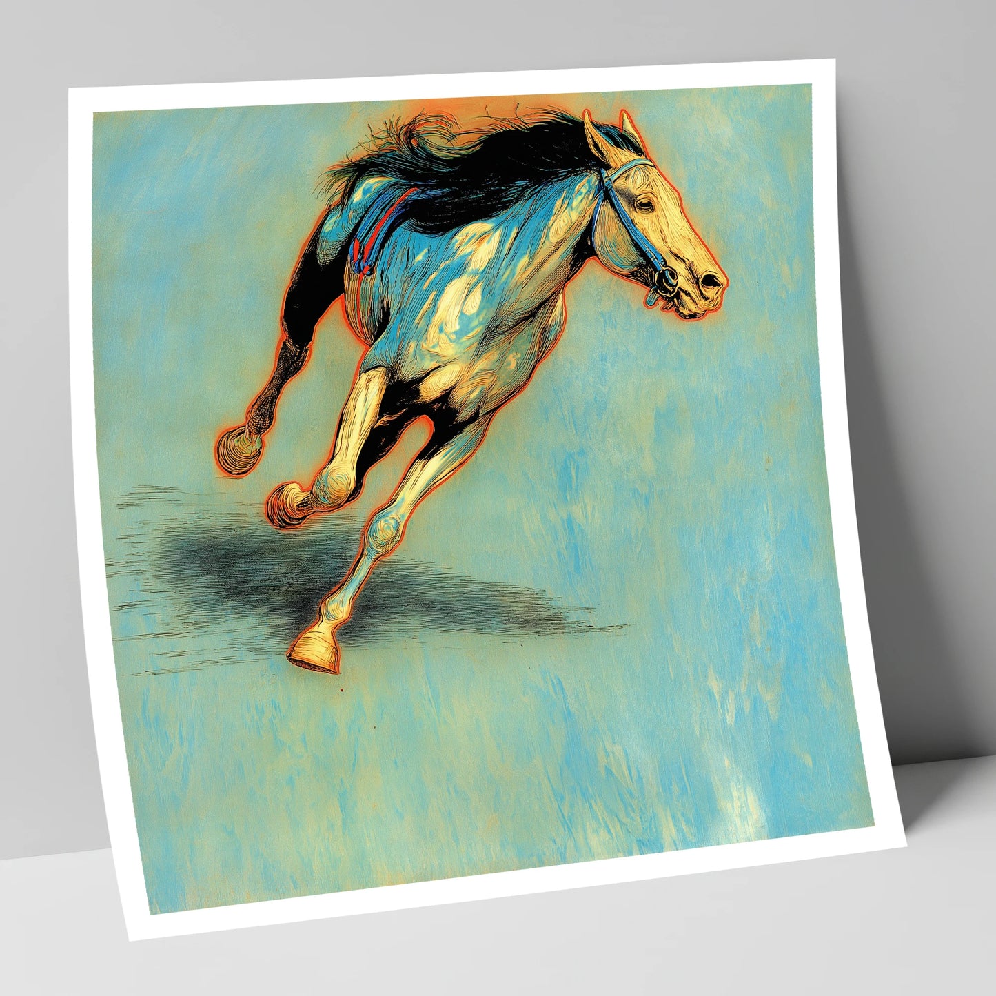 Cerulean Sprint racing horse art print