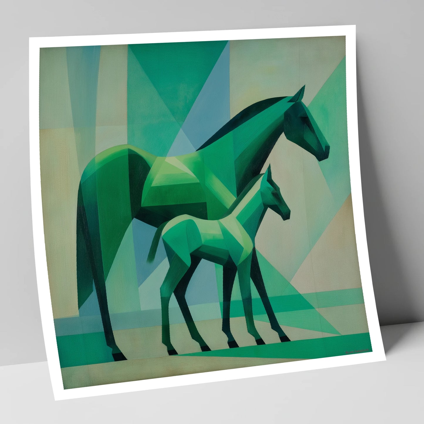 Facets in Emerald mare & foal art print