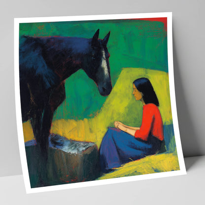 Quiet Communion horse & rider art print