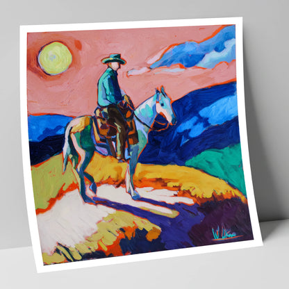 Technicolour Trail Rider western horse art print