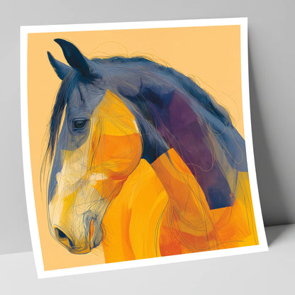 Vivid Cobalt Profile horse breed art print