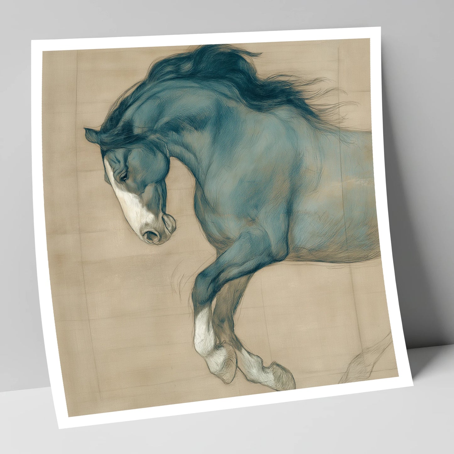 Study in Teal horse portrait art print