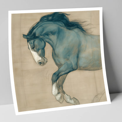 Study in Teal horse portrait art print