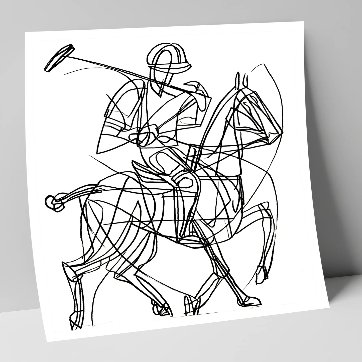 Linear Polo Strike polo horse art print