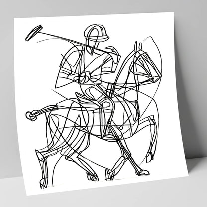 Linear Polo Strike polo horse art print