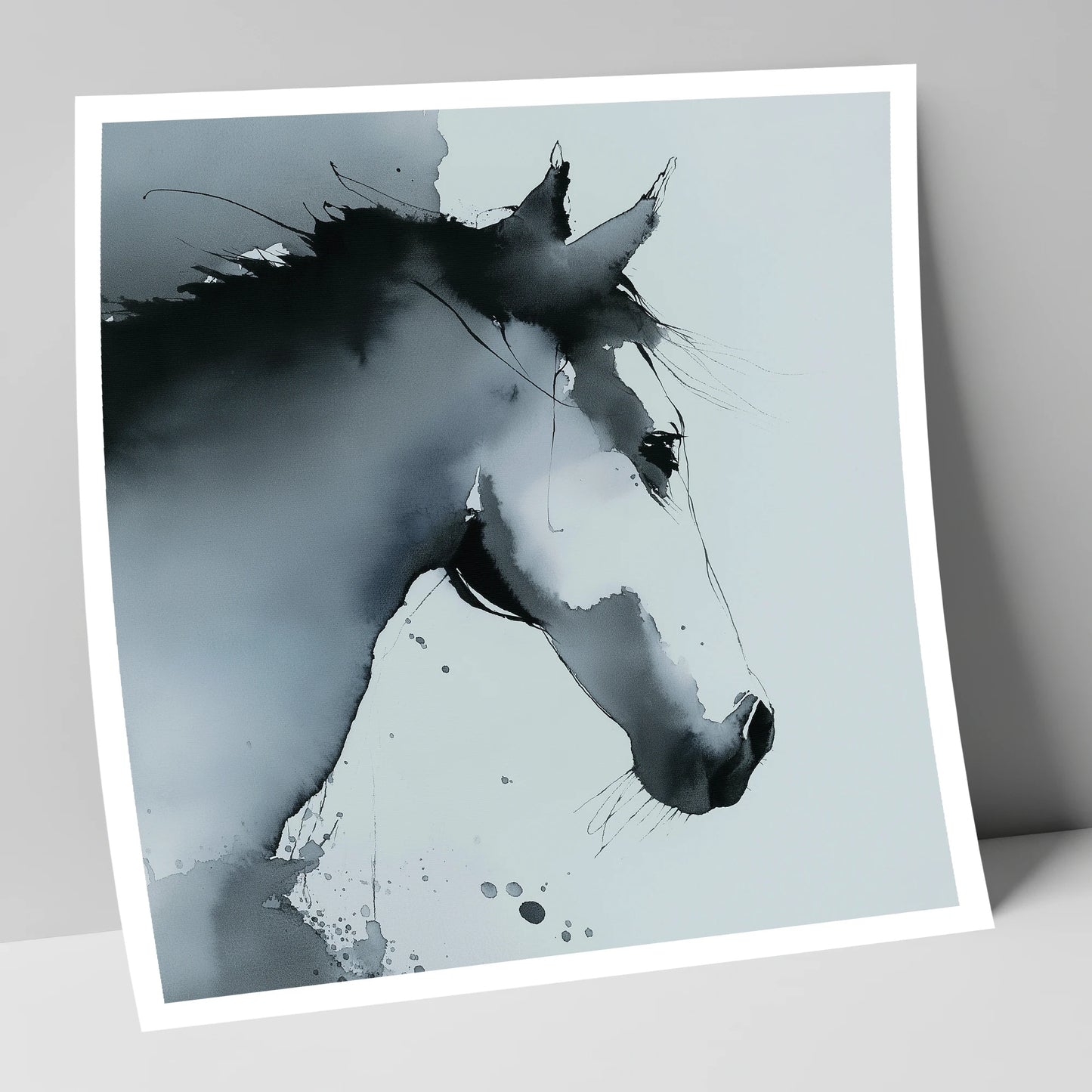 Ethereal Monochrome Profile horse portrait art print