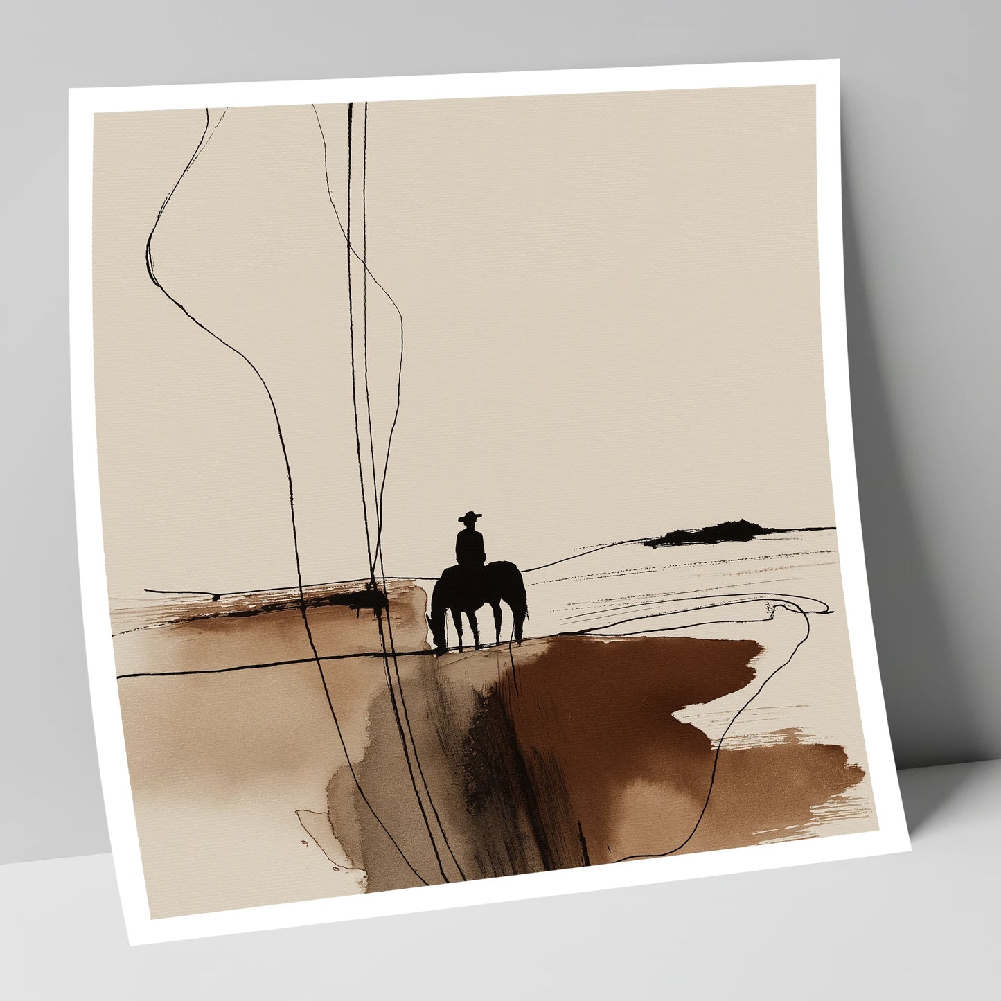Solitary Western Horizon western horse art print
