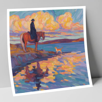 Evening Tide Halt beach horse art print