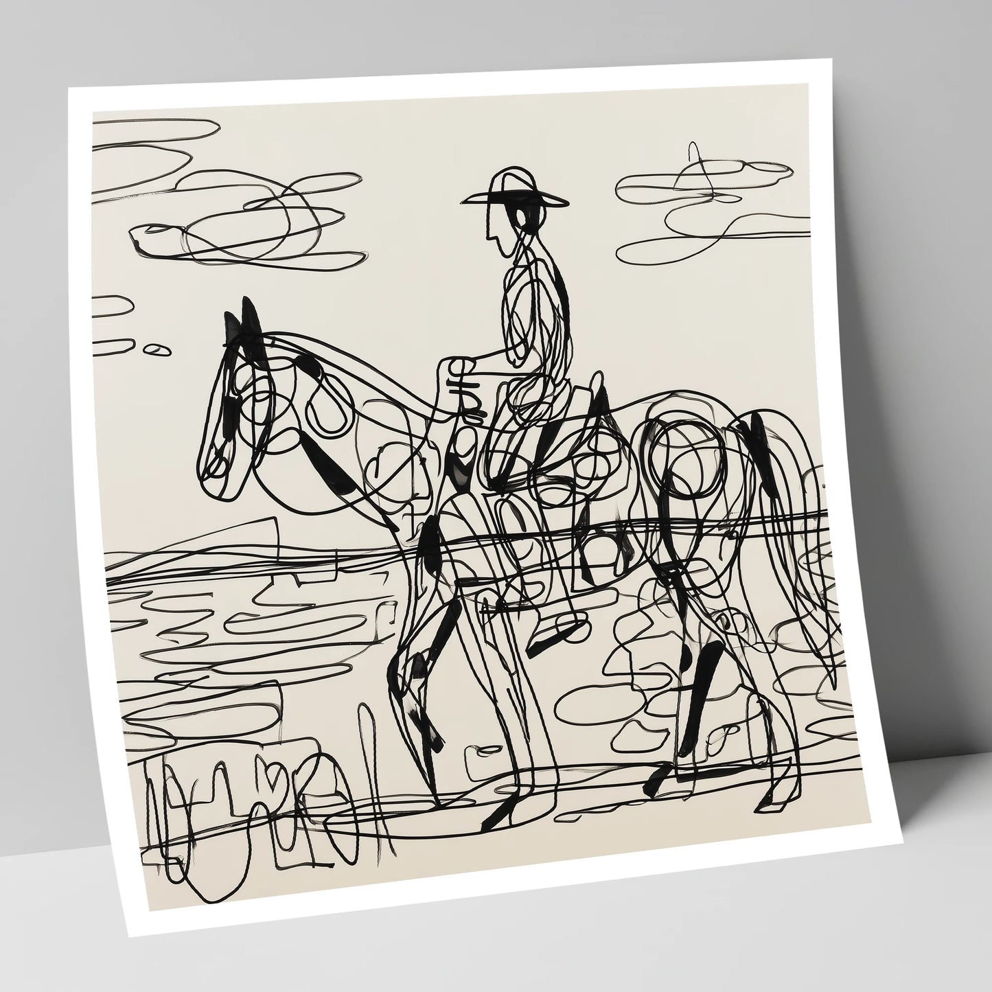 Linear Beach Ride beach horse art print