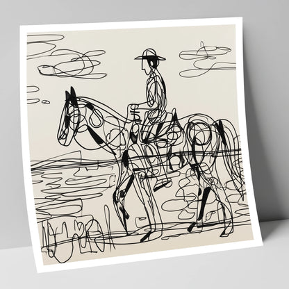 Linear Beach Ride beach horse art print