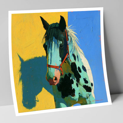 Spotted Horse with Teal Shadow horse breed art print