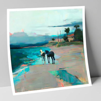 Dusk on the Shoreline horse landscape art print