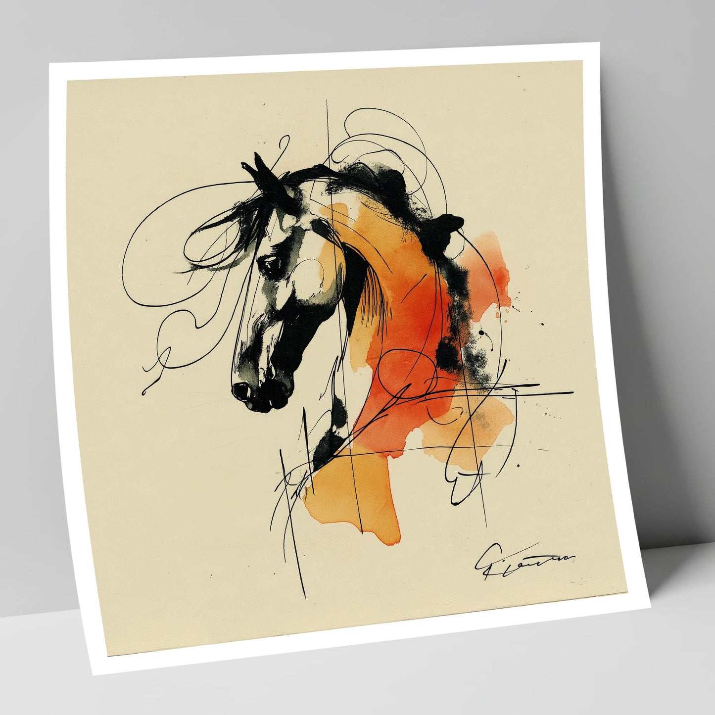 Spirit in Ink and Amber horse breed art print