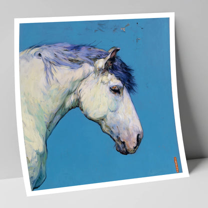 The Azure Grey horse portrait art print