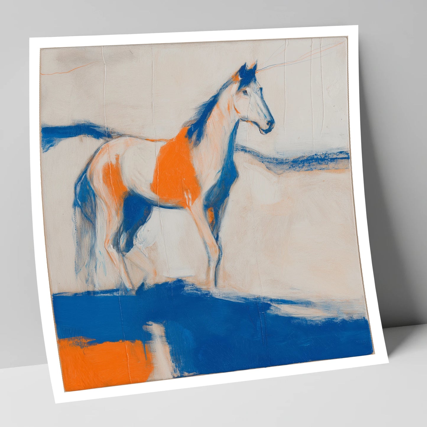 Ultramarine and Orange Profile horse portrait art print