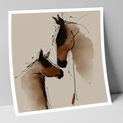 Tender Sepia Bond mare & foal art print