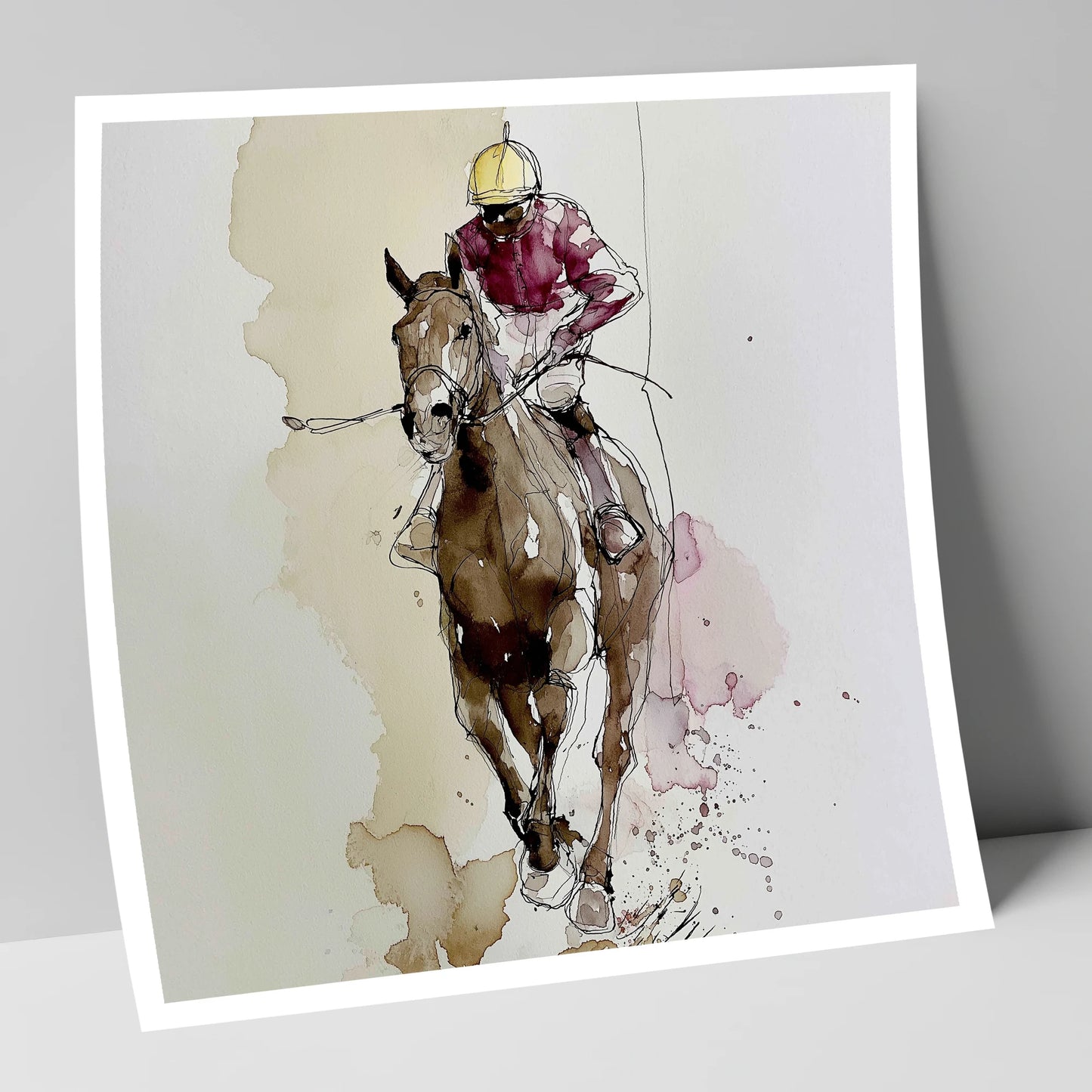 Furlong Flow in Burgundy racing horse art print