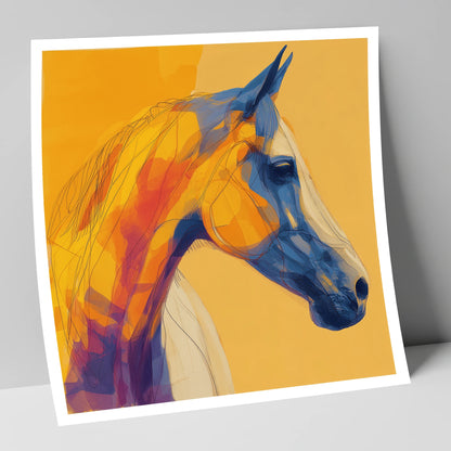 Cobalt and Amber Profile horse portrait art print