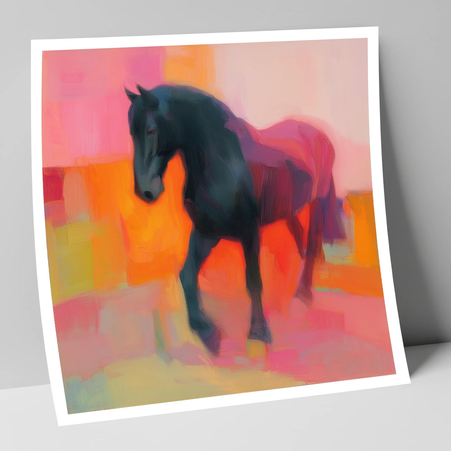 Charcoal and Coral Stride horse breed art print