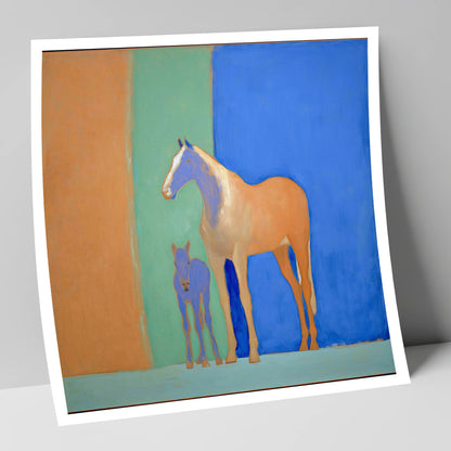 Cobalt and Sand mare & foal art print