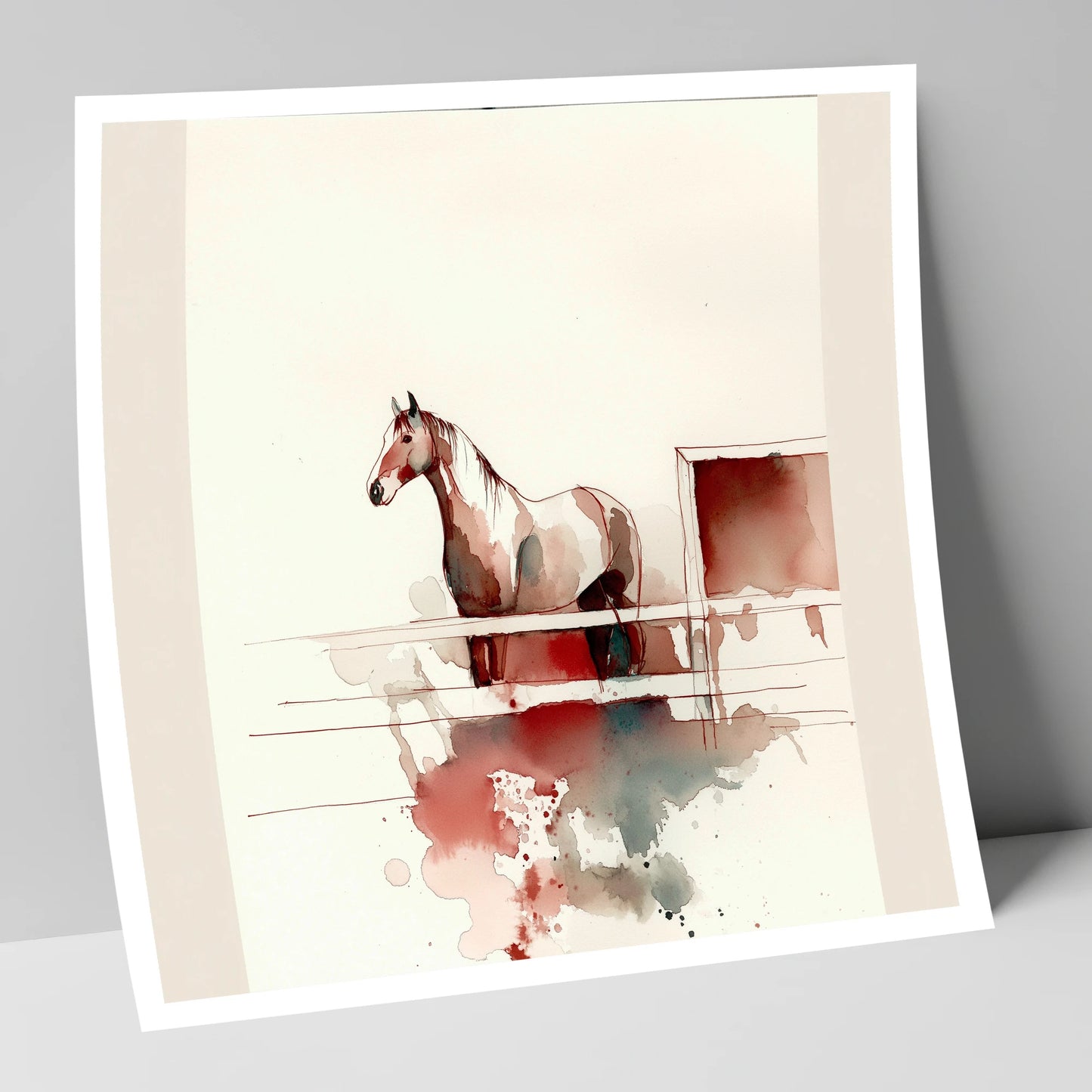Watching from the Rails horse stable art print
