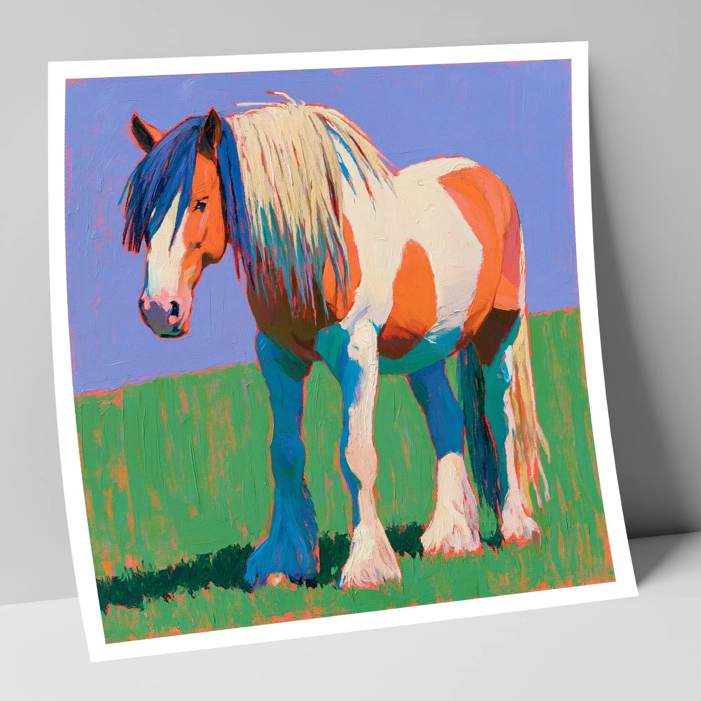Vibrant Skewbald Gypsy Cob horse breed art print