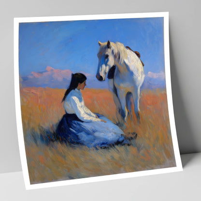 Golden Hour Companions horse & rider art print