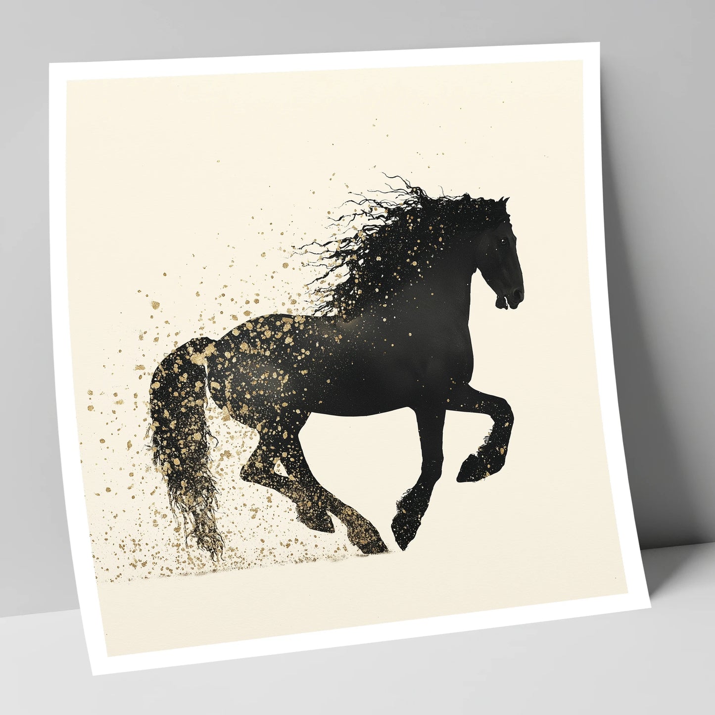 Midnight Gold Friesian horse breed art print