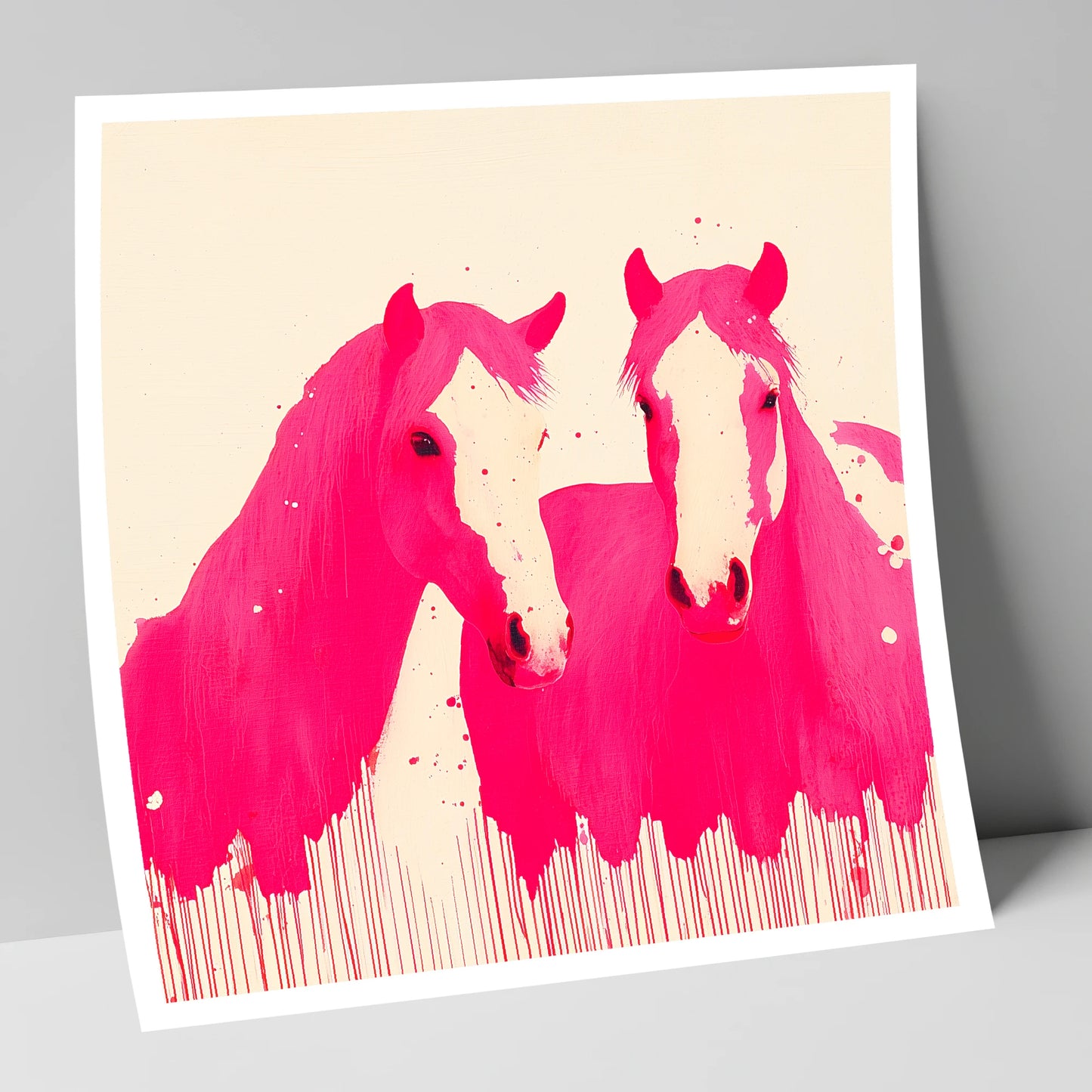 Vivid Magenta Pair horse landscape art print