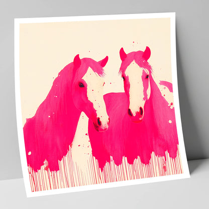 Vivid Magenta Pair horse landscape art print