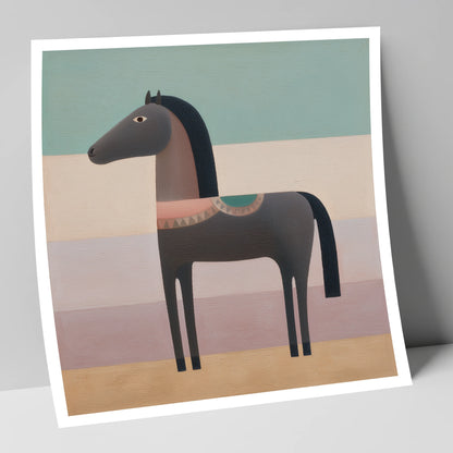 Stylised Charcoal Equine horse breed art print