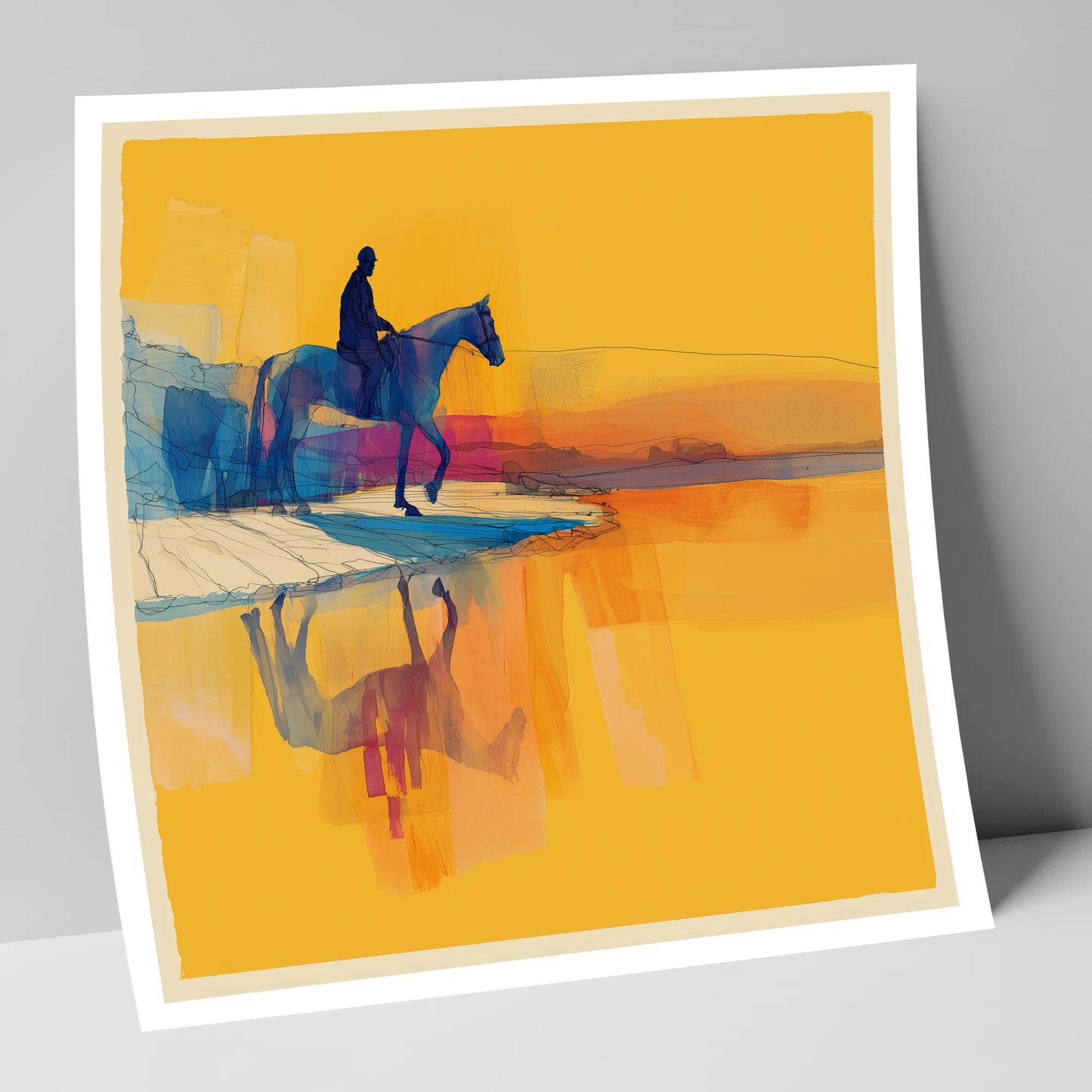 Golden Shoreline Traverse beach horse art print