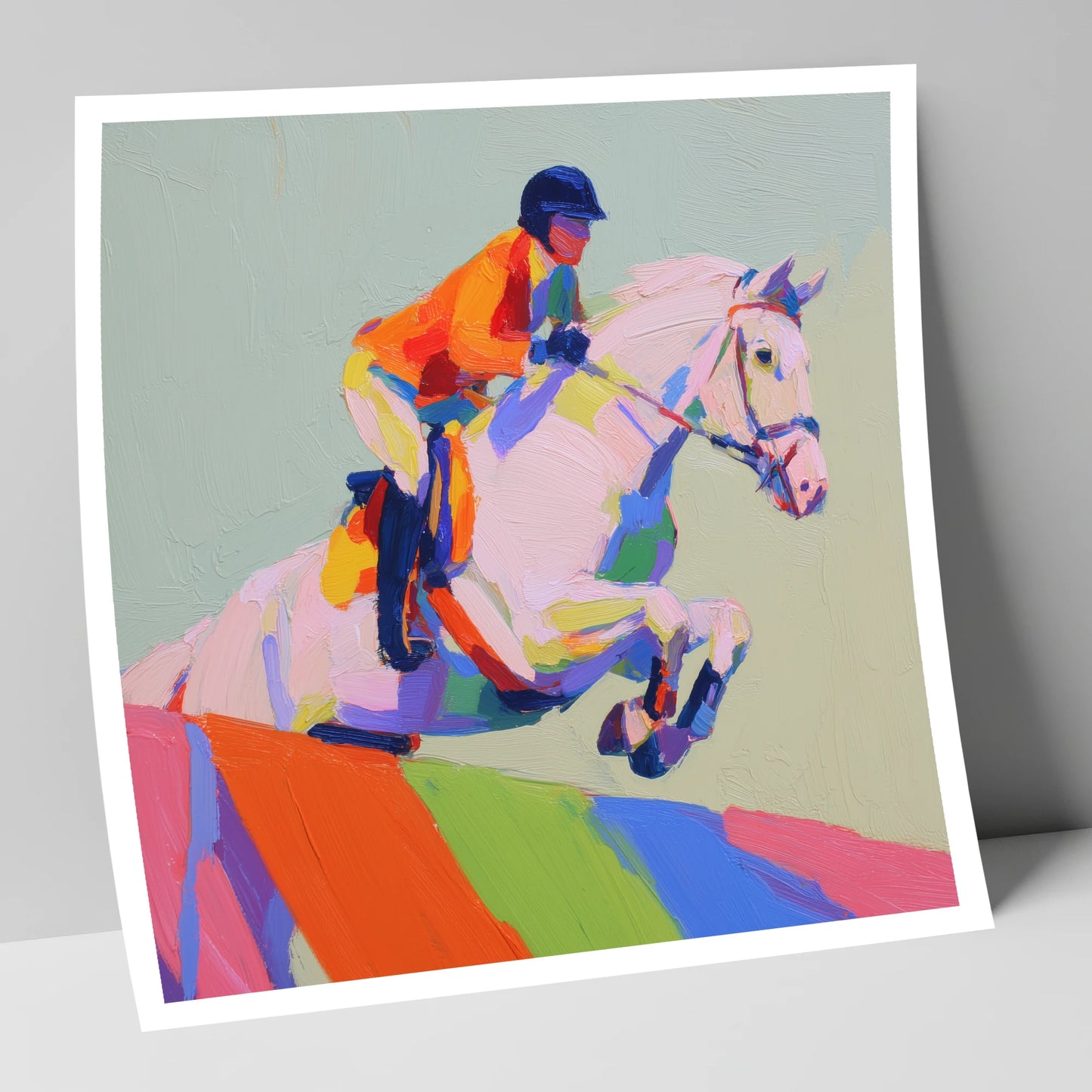 Vibrant Ascent show jumping horse art print