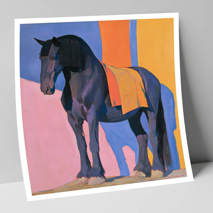 Heavy Horse Colour Block Portrait horse breed art print