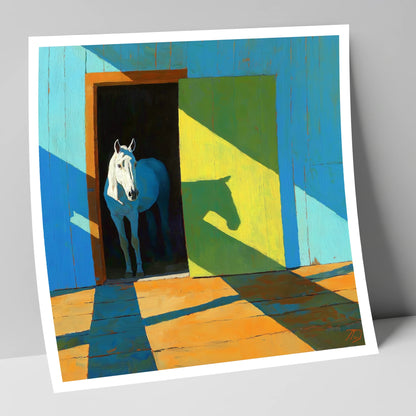 Sunlight and Silhouette horse stable art print