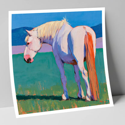 White Horse in Vibrant Light horse breed art print