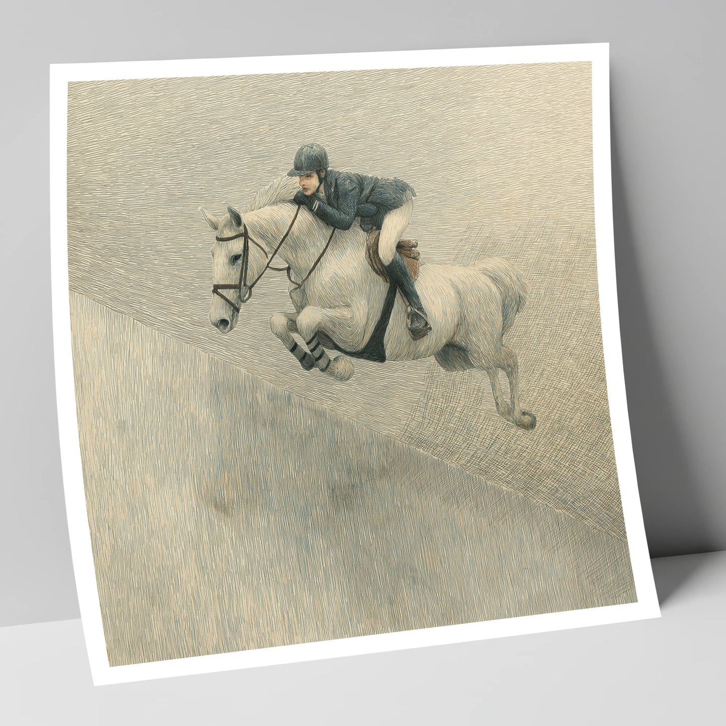 Suspended in Flight show jumping horse art print