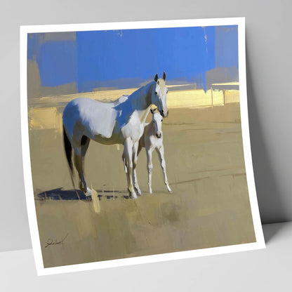 Midsummer Greys mare & foal art print