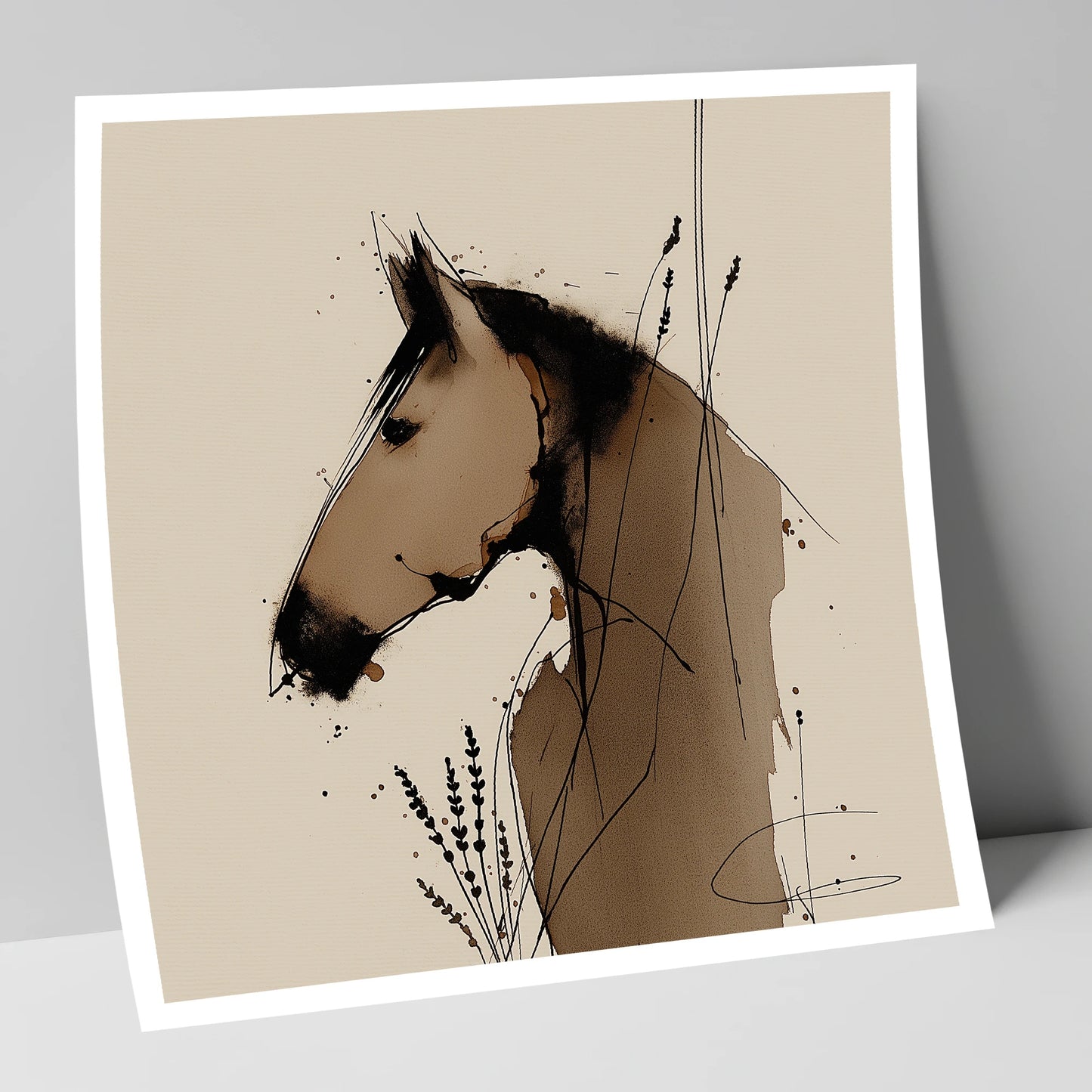Earthy Equine Silhouette horse portrait art print