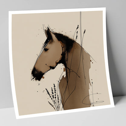 Earthy Equine Silhouette horse portrait art print