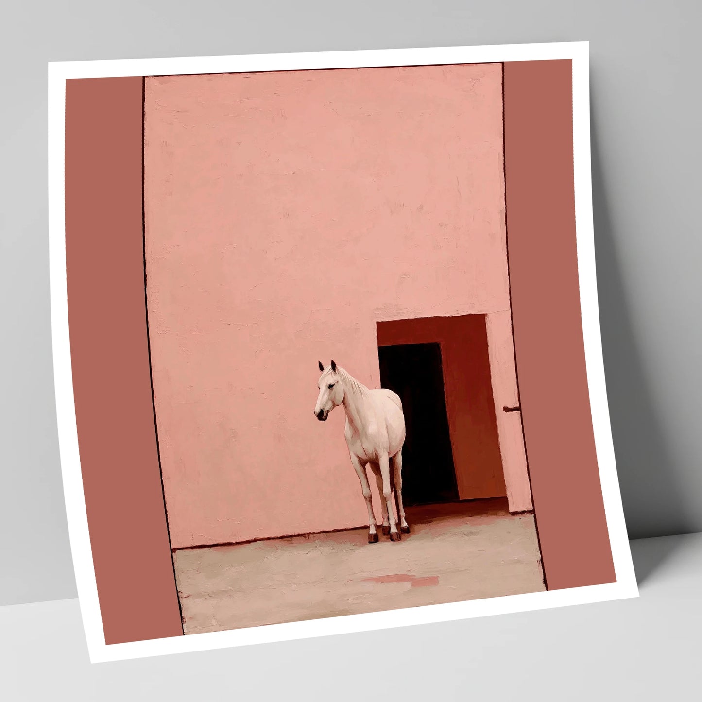 The Pink Courtyard horse stable art print