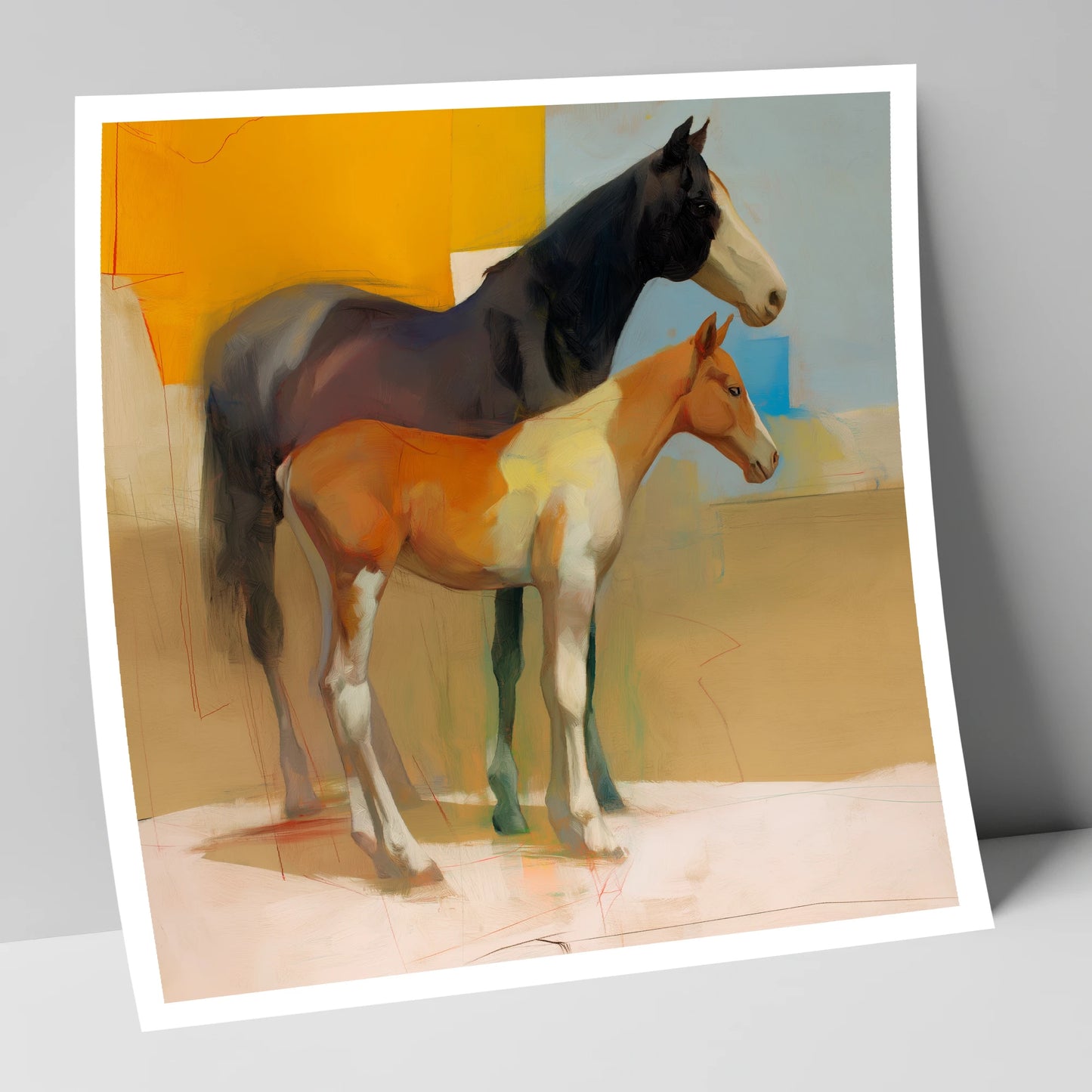 Sunlit Painted Foal mare & foal art print