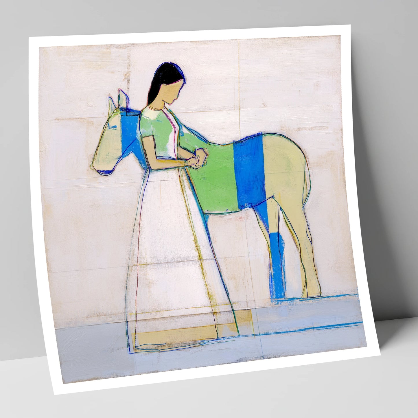 Quiet Blue Bond horse & rider art print