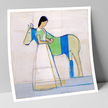 Quiet Blue Bond horse & rider art print